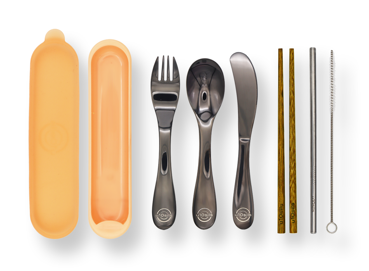 Stainless steel cutlery set for office and school lunch