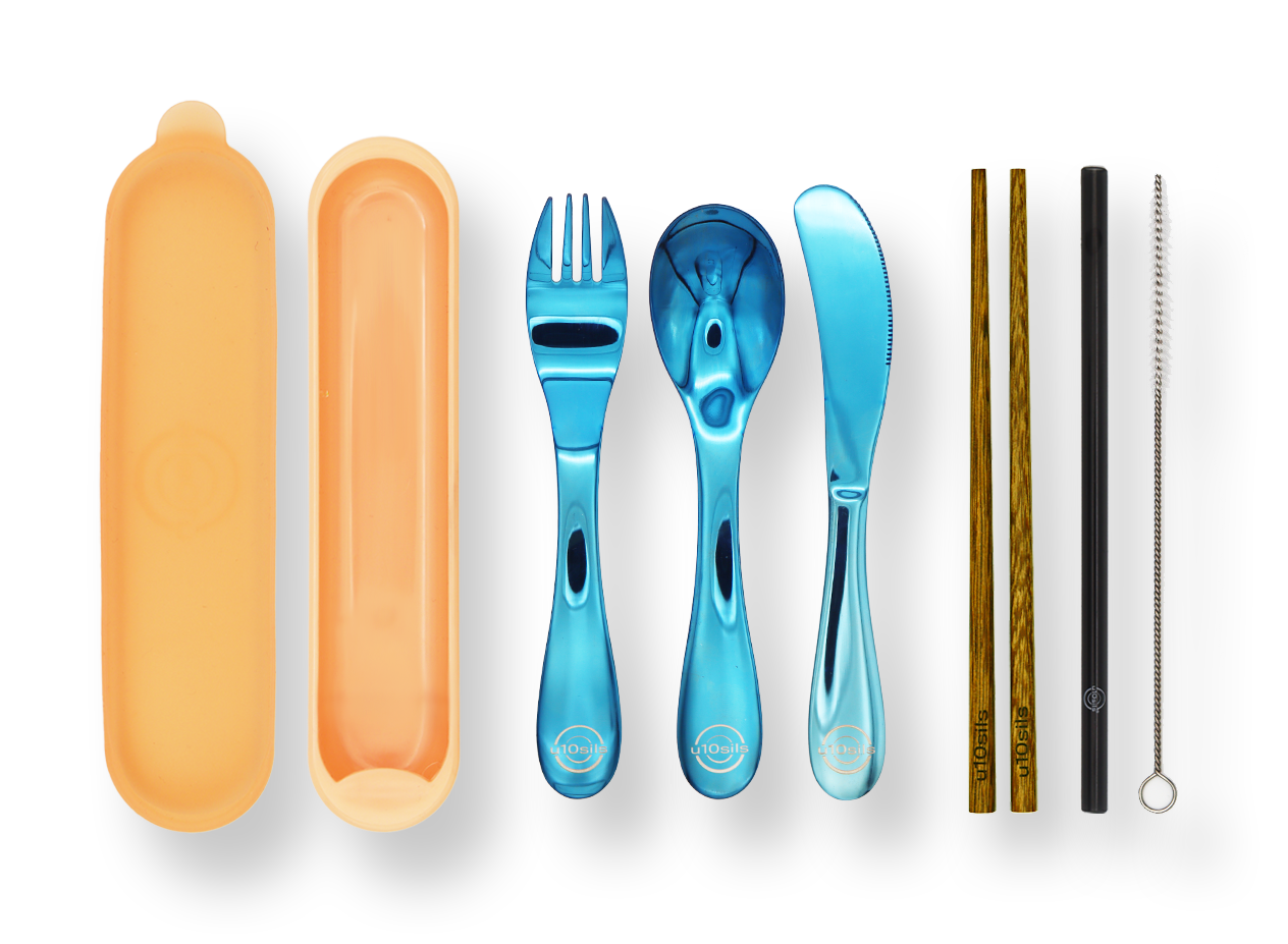 Compact reusable stainless steel cutlery set for travel