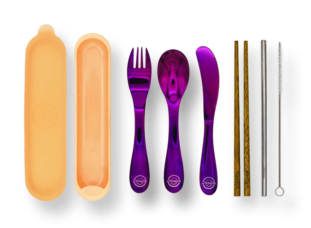 Stainless steel cutlery in practical lunch carrier bag