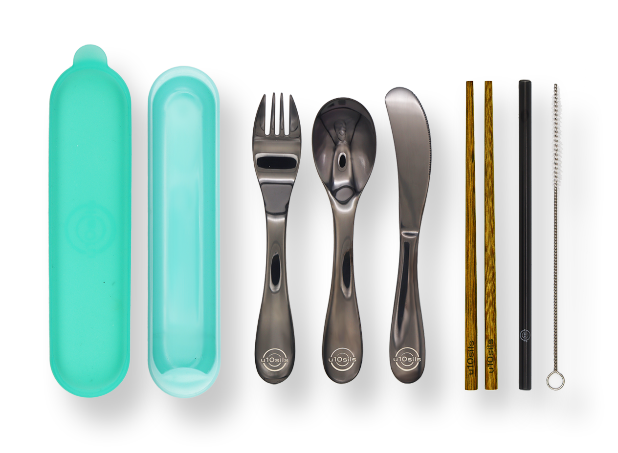 Eco-conscious stainless steel utensils with lunch kit