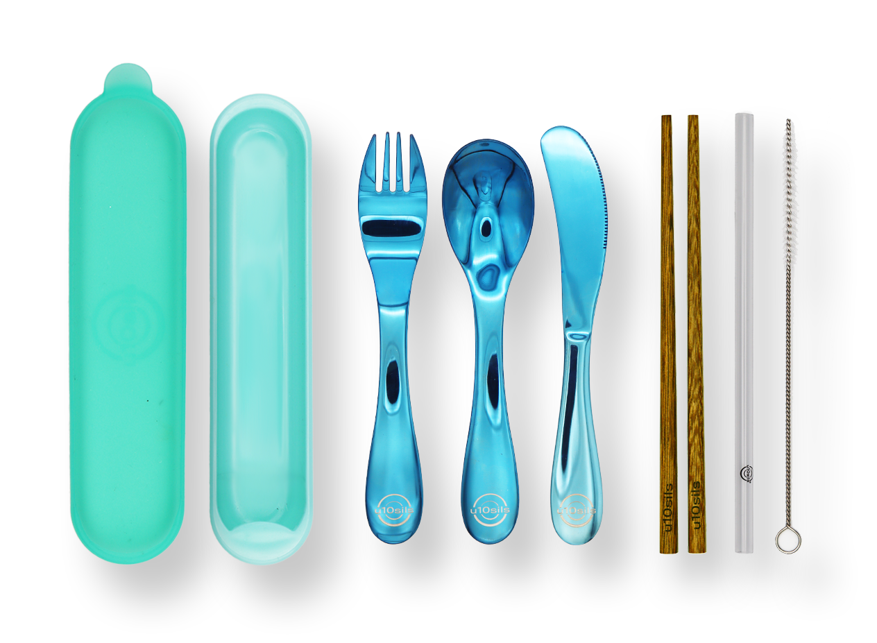 Stainless steel cutlery in BPA-free lunch container