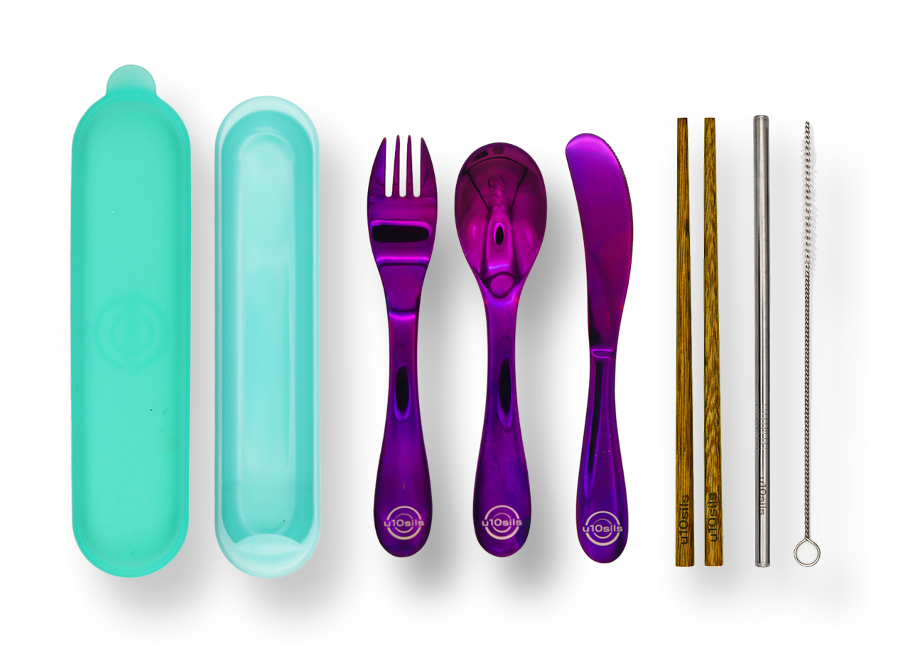Stainless steel cutlery set for healthy on-the-go meals