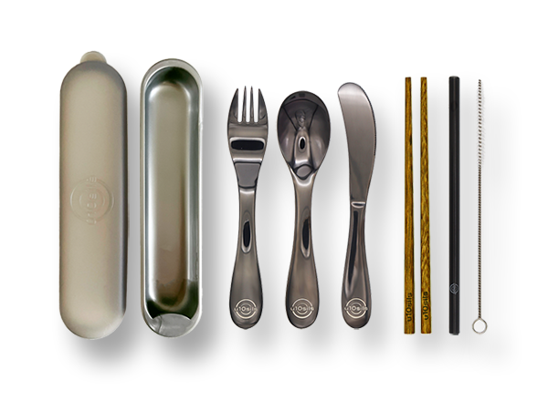 Portable stainless steel cutlery with eco-friendly lunch box