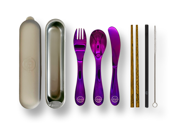 Compact stainless steel utensil set perfect for on-the-go lunches