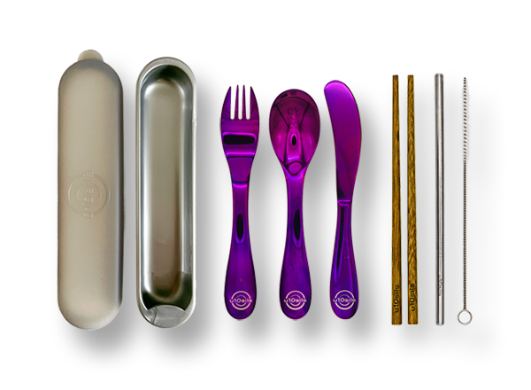 Durable stainless steel lunch cutlery complete set with carrying case