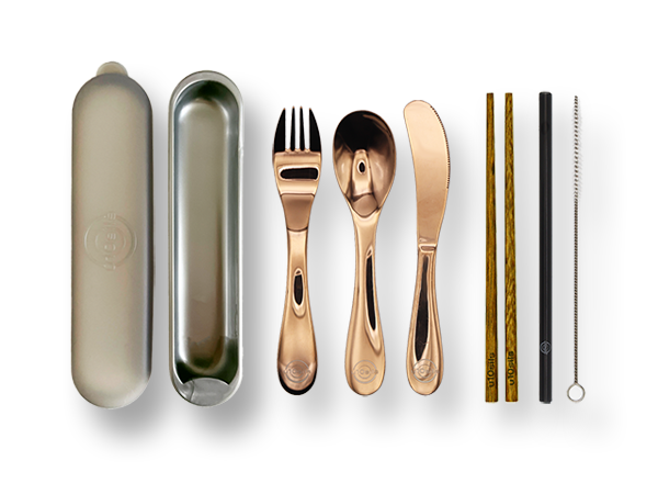 Complete stainless steel cutlery for meals on the go