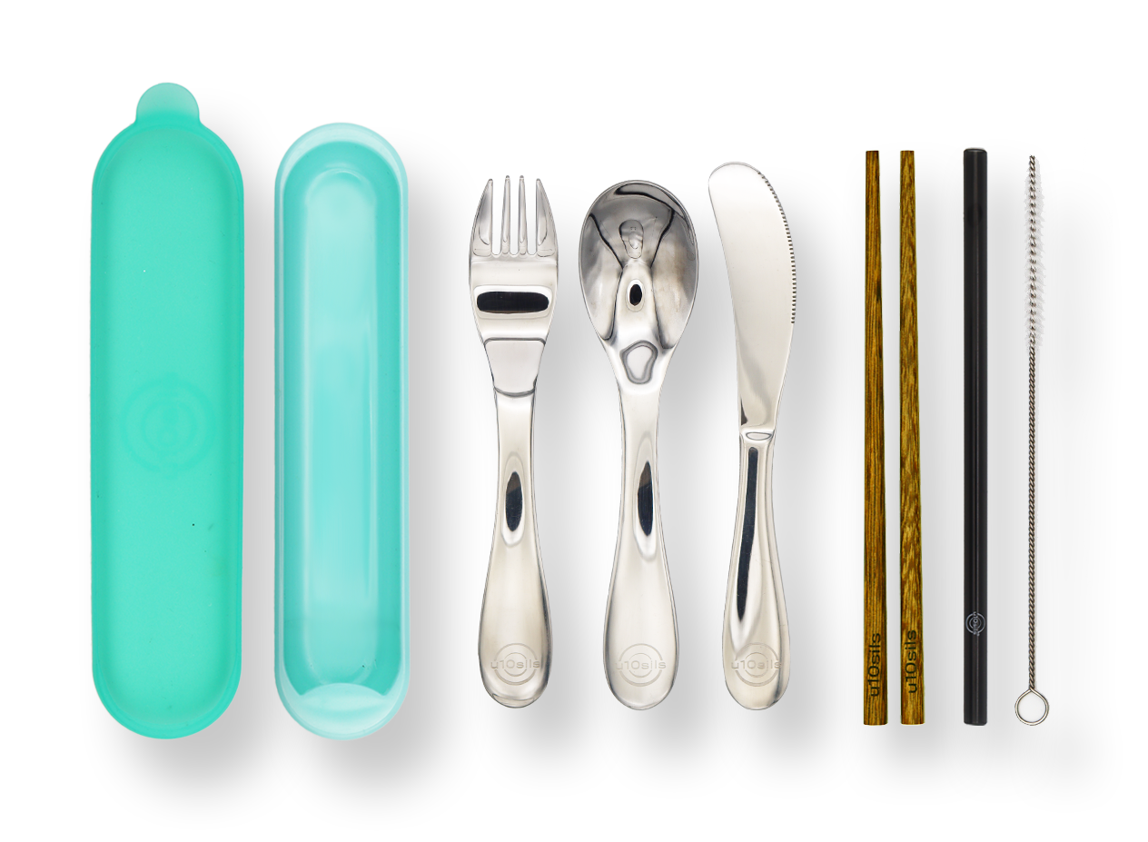 Lunch box with stainless steel utensils for school lunch